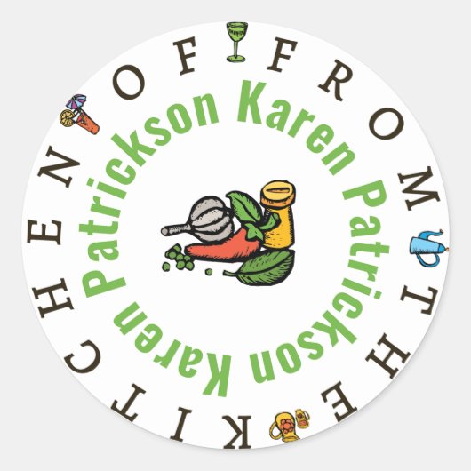 Whimsisches Aufkleber "aus der Küche" (Vorderseite)