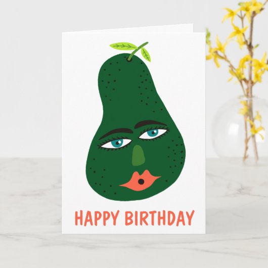 Whimsisches Avocado CUSTOMIZE IT Karte (Gelbe Blume)