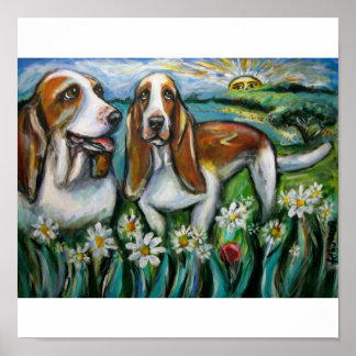 Whimsisches Basset Poster