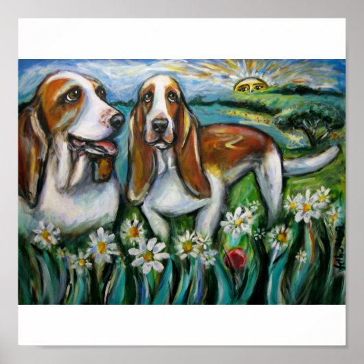 Whimsisches Basset Poster (Vorne)