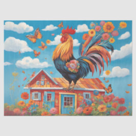 Whimsisches Bauernhofrooster Seidenpapier