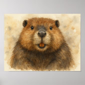 Whimsisches Biber-Portrait Poster (Vorne)