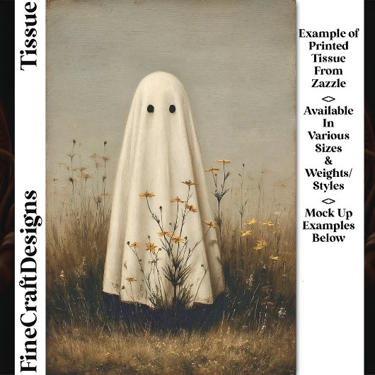 Whimsisches Blatt Ghost in Wildblumen DV6 Decoupag Seidenpapier