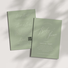 Whimsisches Blatt Grün | Alles in einer Babydusche Einladung