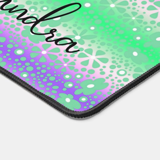 Whimsisches Blau- und Grünblütendesign Schreibtischunterlage (Ecke)