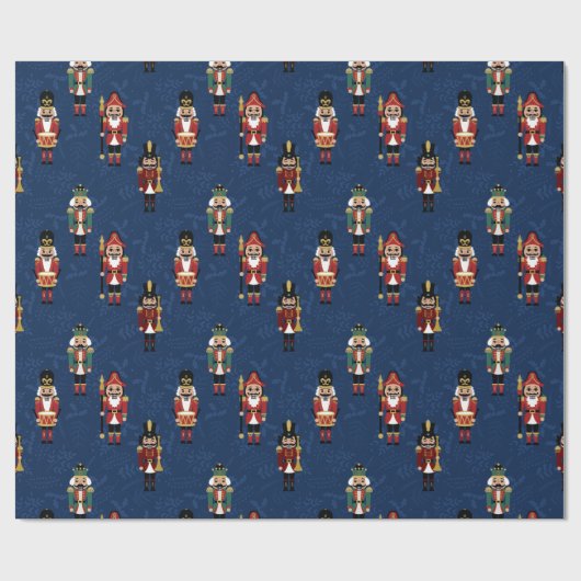 Whimsisches blaues Nutcracker-Papier Geschenkpapier (Flach)