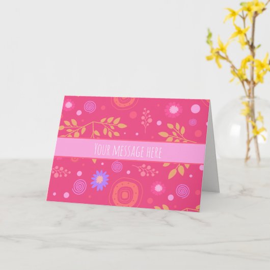 Whimsisches Blume Pink Inspirivity Notecard Karte (Gelbe Blume)