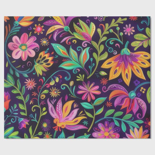 Whimsisches Blumendesign Geschenkpapier (Flach)