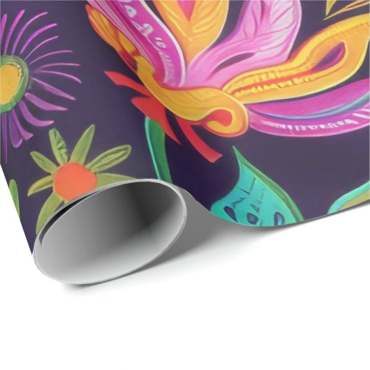 Whimsisches Blumendesign Geschenkpapier (Rolleneckpunkt)