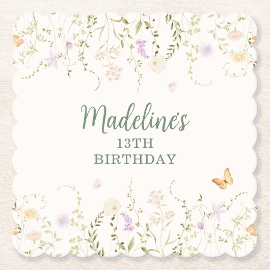 Whimsisches Blumengarten Party Geburtstag Untersetzer (Vorderseite)