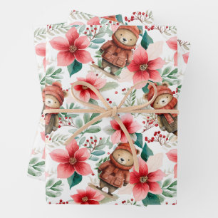 Whimsisches Blumengebäck Geschenkpapier Set