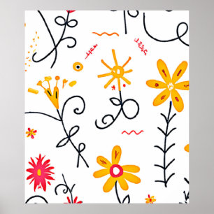 Whimsisches Blumenmuster Poster