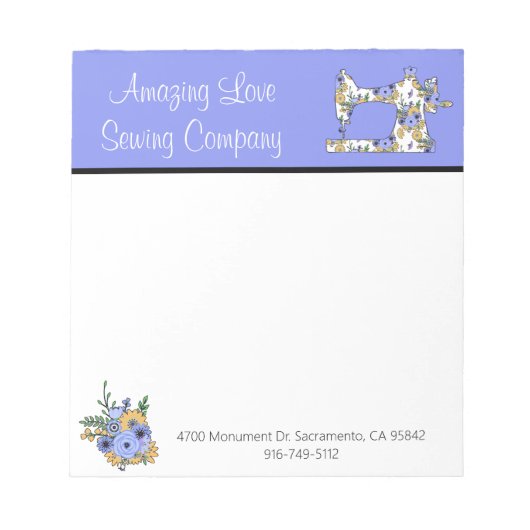 Whimsisches Blumennähgerät 2 Note Pad Notizblock (Vorderseite)