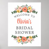 Whimsisches Blush Coral Brautparty Willkommen Poster (Vorne)