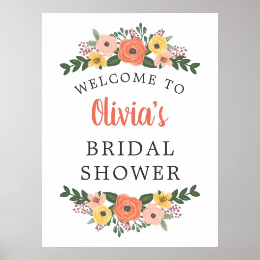 Whimsisches Blush Coral Brautparty Willkommen Poster (Vorne)