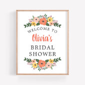 Whimsisches Blush Coral Brautparty Willkommen Poster