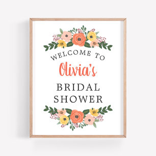 Whimsisches Blush Coral Brautparty Willkommen Poster