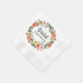 Whimsisches Blush Coral Floral Wreath Brautparty Serviette (Ecke)