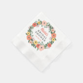 Whimsisches Blush Coral Floral Wreath Brautparty Serviette (Ecke)