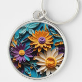 Whimsisches Blüten: Gequillte Kunst aus Blumenpapi Schlüsselanhänger (Vorne)
