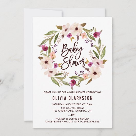 Whimsisches Bohemisches Blumenkreidekrautspuffel Einladung (Vorderseite)