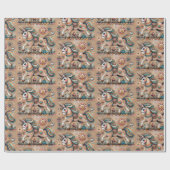 Whimsisches Boho-Dekor-Einhorn-Muster Geschenkpapier (Flach)