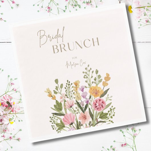 Whimsisches Bouquet Brautparty Brunch Serviette