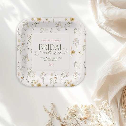 Whimsisches Brautparty "Garden & Bows" Pappteller