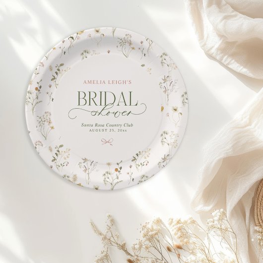 Whimsisches Brautparty "Garden & Bows" Pappteller