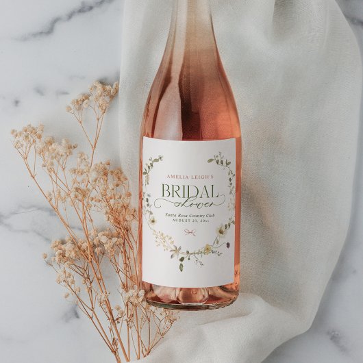 Whimsisches Brautparty "Garden & Bows" Weinetikett