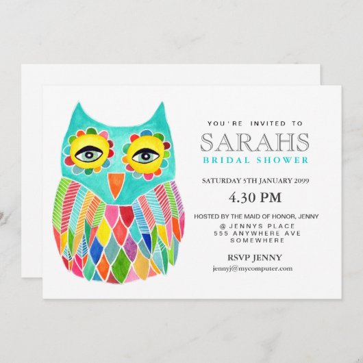 Whimsisches Brautparty Regenbogenschale laden Einladung (Vorne/Hinten)