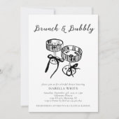 Whimsisches Brunch & Bubbly Brautparty Einladung (Vorderseite)