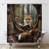 Whimsisches Buch Lover Reading Fox Duschvorhang