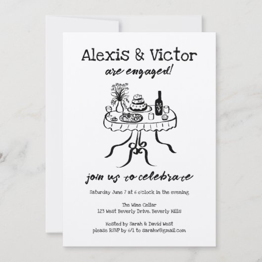 Whimsisches Buffet Abendessen Custom Engagement Pa Einladung (Vorderseite)