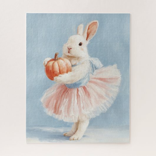 Whimsisches Bunny mit Fall Pumpkin Puzzle (Vertikal)