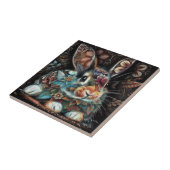 Whimsisches Bunny Rabbit Abstrakt Black Aquamarin Fliese (Seite)