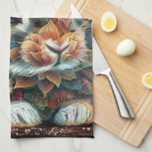 Whimsisches Bunny Rabbit Abstrakt Black Aquamarin Geschirrtuch (Viertel Falte)