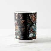 Whimsisches Bunny Rabbit Abstrakt Black Aquamarin Kaffeetasse (Mittel)