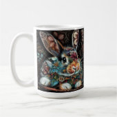 Whimsisches Bunny Rabbit Abstrakt Black Aquamarin Kaffeetasse (Links)