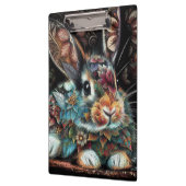 Whimsisches Bunny Rabbit Abstrakt Black Aquamarin Klemmbrett (Links)