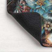 Whimsisches Bunny Rabbit Abstrakt Black Aquamarin Mousepad (Ecke)