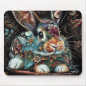 Whimsisches Bunny Rabbit Abstrakt Black Aquamarin Mousepad (Vorne)
