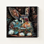 Whimsisches Bunny Rabbit Abstrakt Black Aquamarin Notizblock (Rückseite)