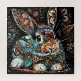 Whimsisches Bunny Rabbit Abstrakt Black Aquamarin Puzzle
