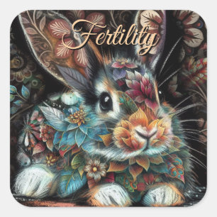 Whimsisches Bunny Rabbit Abstrakt Black Aquamarin Quadratischer Aufkleber
