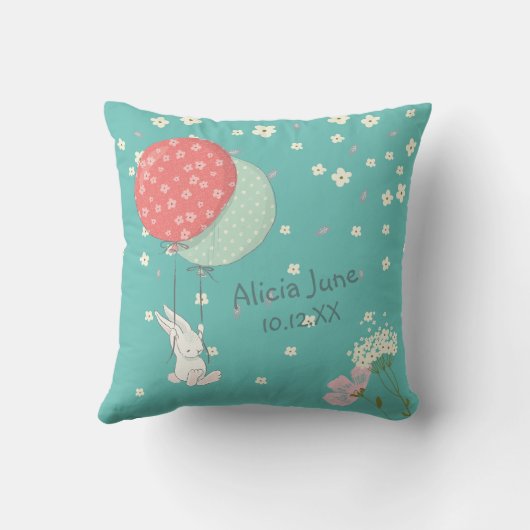 Whimsisches Bunny Rabbit Template Kinderzimmer Kissen (Rückseite)