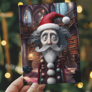 Whimsisches Burtonesque Santa Card Original Design Feiertagskarte