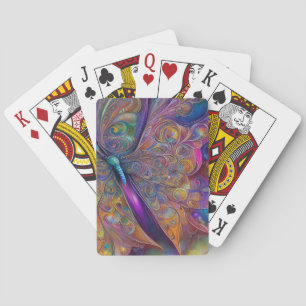 Whimsisches Butterfly-Fraktal Wasserfarbe Digitale Spielkarten