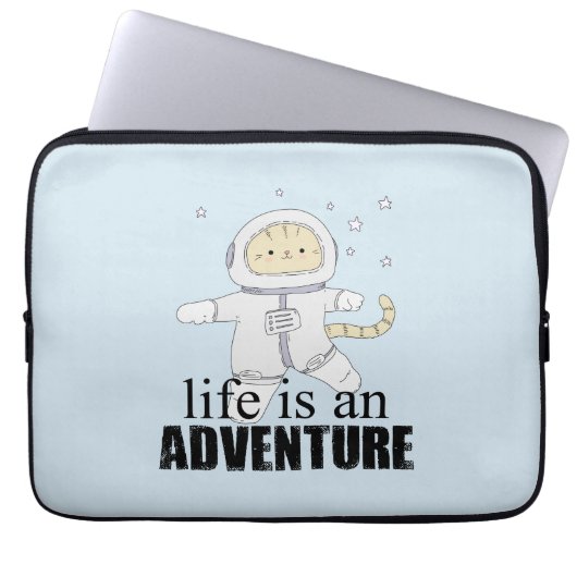 Whimsisches Cat Astronaut Life Adventure Laptopschutzhülle (Vorderseite)