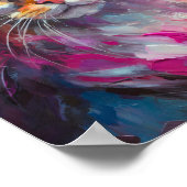 Whimsisches Cat Portrait Abstrakt Moderne Kunst Poster (Ecke)